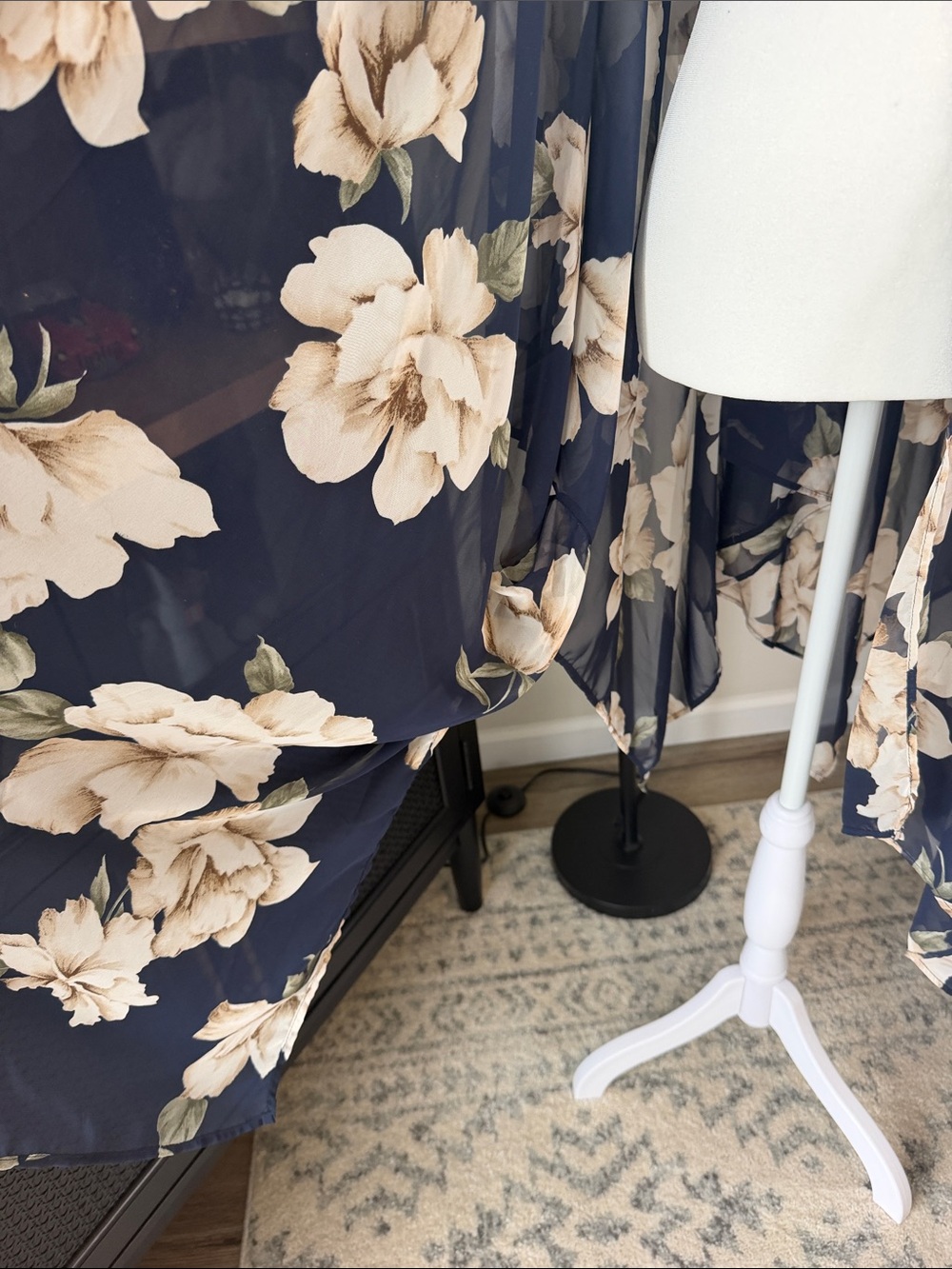Pinkblush Navy Floral Sheer Kimono Robe - Picture 4 of 4